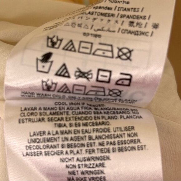 Guess| Pretty Satin Tidal Wave Tie Dye Beige and Blue Cocktail Mini Dress Sz L - Picture 8 of 8